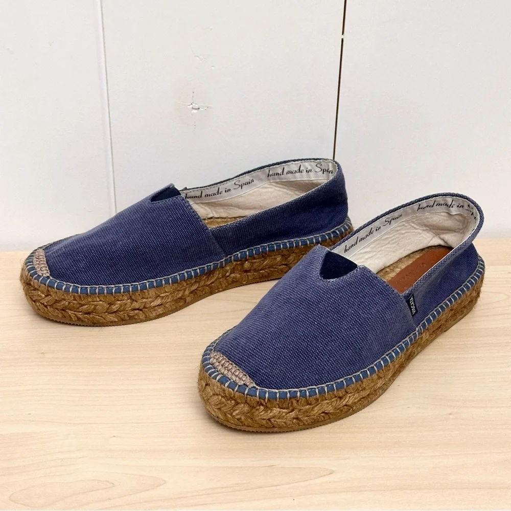 Viscata Barceloneta Canvas Espadrille Flats In Blue Size 7
